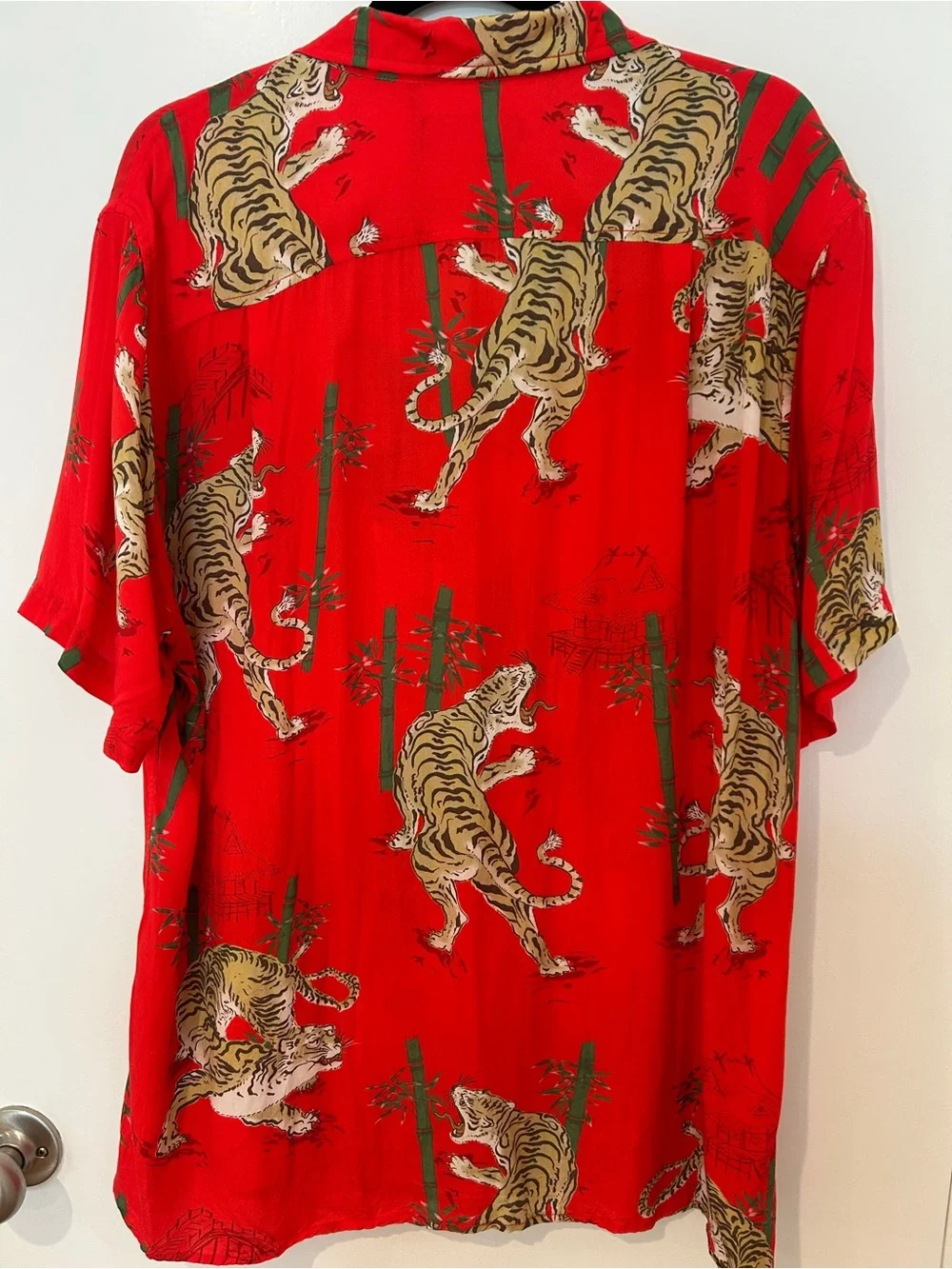 Red Tiger Print Short-Sleeve Shirt - Picture 6 of 7